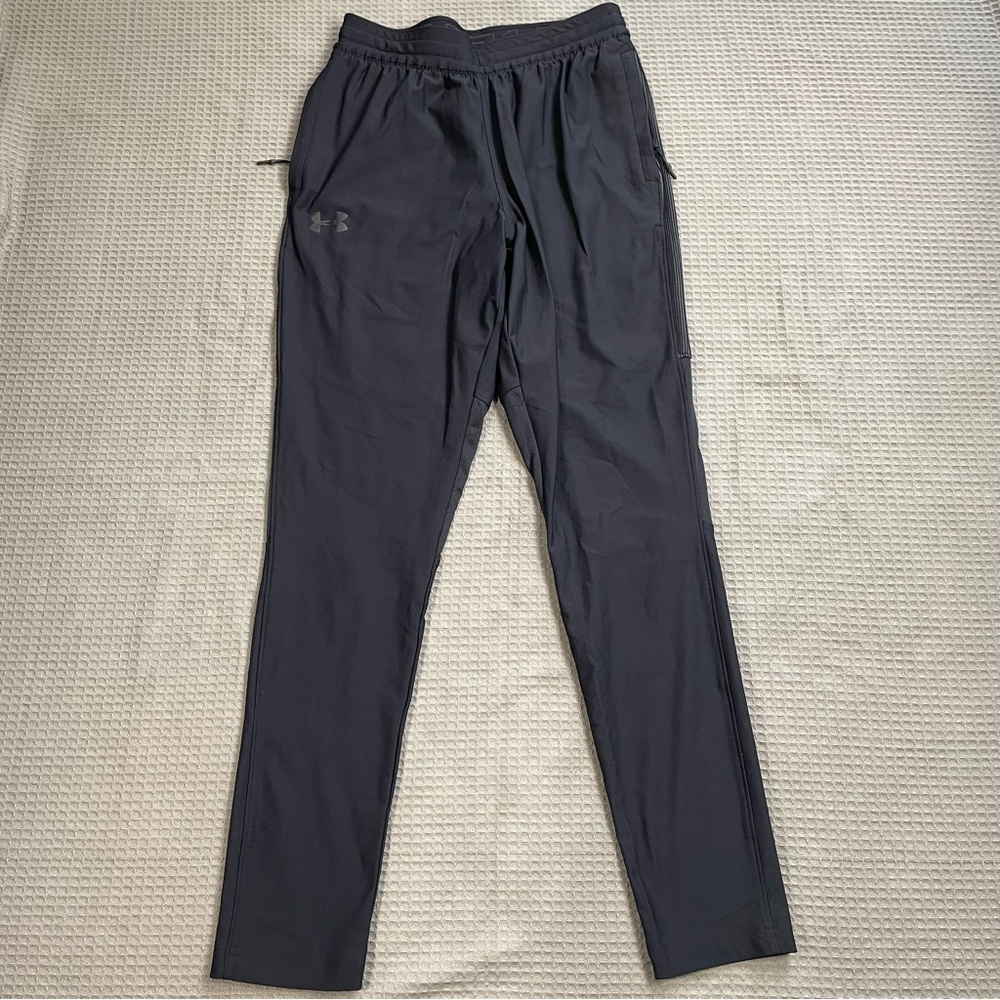 Under Armour Fitted Taper Track Running Pants Small Men’s Black Mesh Panels